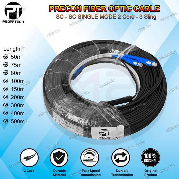 Kabel Precon Fo Fiber Optic 2 Core Sc Upc Outdoor 100M 150M 200M 1000M