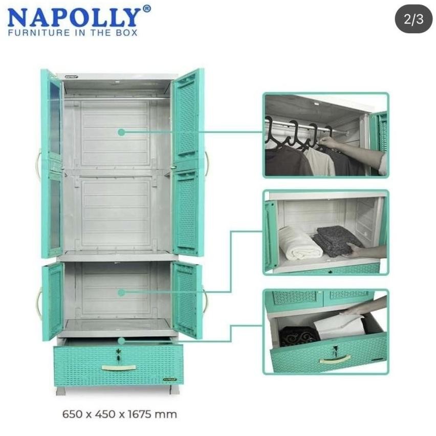 NAPOLLY Lemari Pakaian Plastik Cermin Gantungan Napolly Cabro G11