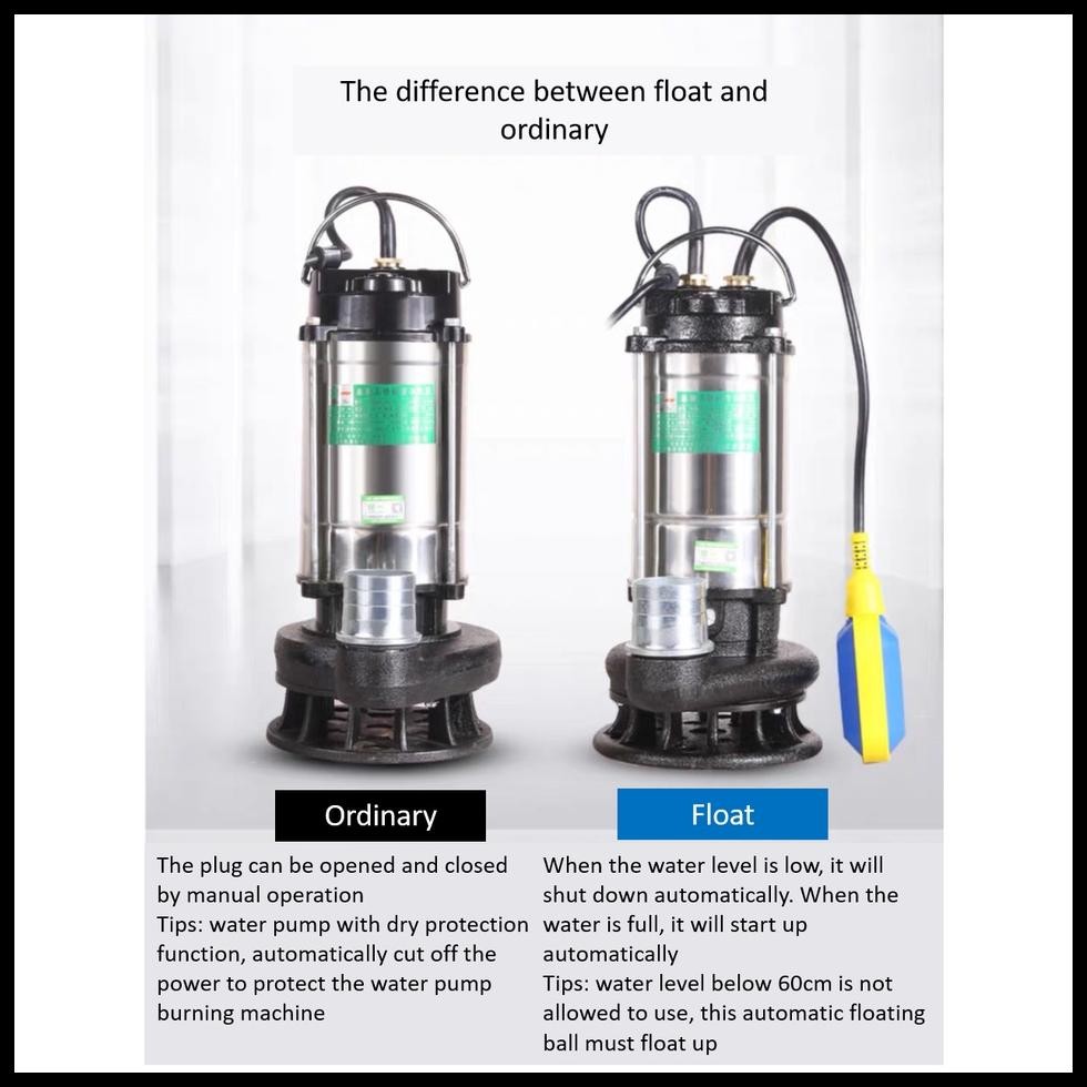 POMPA CELUP AIR KOTOR OTOMATIS 370WATT STAINLESS STEEL SEWAGE PUMP SUBMERSIBLE PUMP MESIN POMPA AIR 