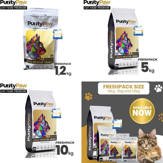 BEBAS ONGKIR - PURITY PAW CAT FOOD 10 kg PURITY PAW 5 kg PURITY PAW 1.2 kg FRESHPACK PURITY PAW REPA