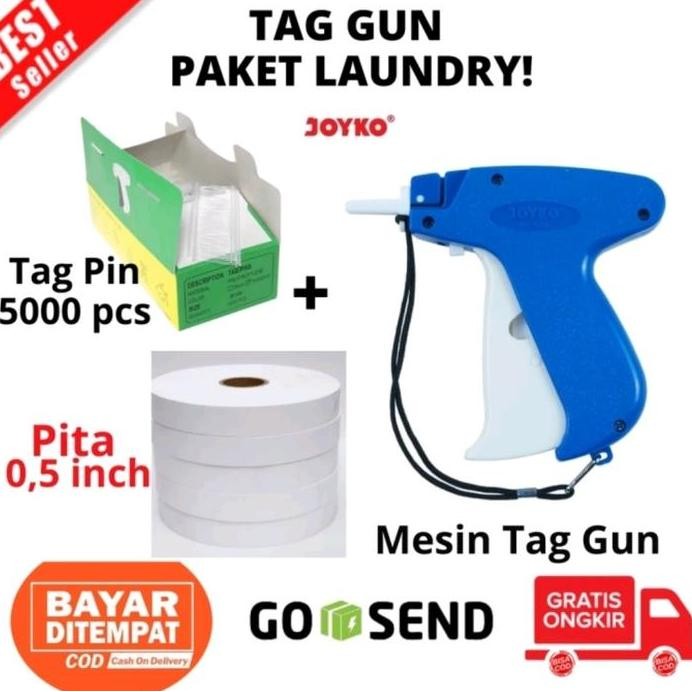 

ready Tag Gun Laundry Joyko Pita Komplit + Tag Pin & Pita Laundry 0,5 Inch dan 1 Inch