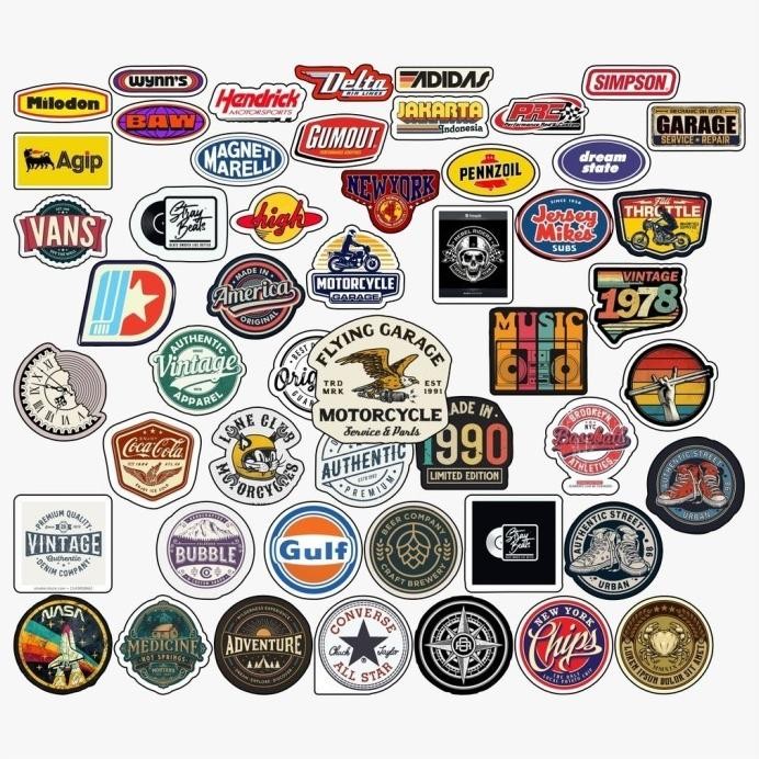 

ready 100 Pcs Stiker Vintage Logo Lucu Anti Air Untuk Dekorasi Notebook Sepeda Skateboard Handphone DIY