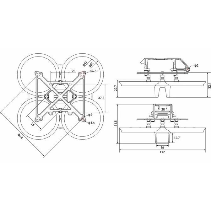 Ready Betafpv Pavo Pico Brushless Whoop Naked Base Frame / No Hd Vtx Bracket