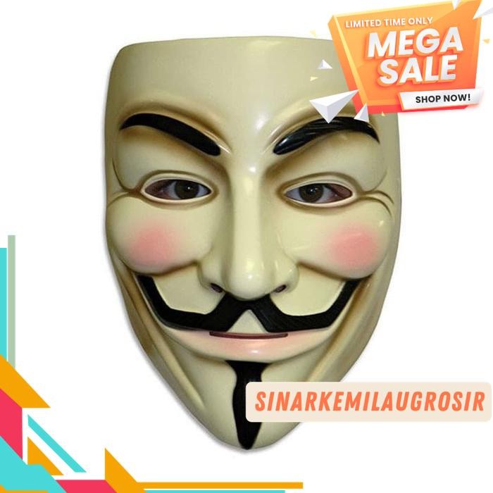 VENDETTA MASK TOPENG VENDETA TOPENG HALLOWEEN ANONYMOUS TOPENG SERAM KUALITAS BERKELAS 