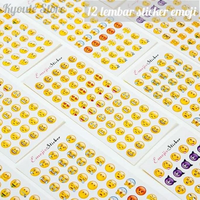 

ready Sticker Deco Emoji 12 lembar Scrapbook DIY Bujo Diary Planner Cute