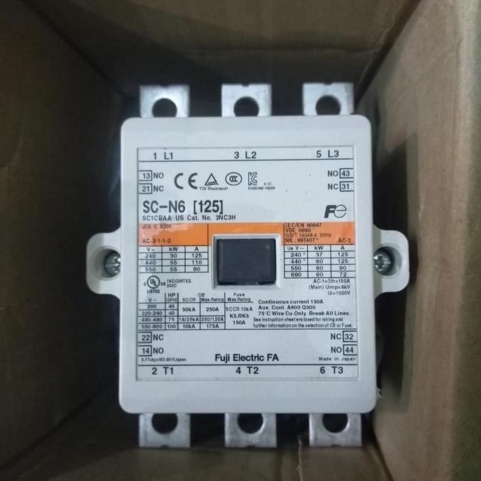 MAGNETIC CONTACTOR SC-N6 2NO 2NC FUJI ELECTRIC