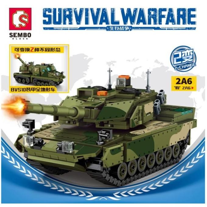 Sembo Block Survival Warfare 2in1 Tank 207003 Leopard 2A6 to BVS Brick