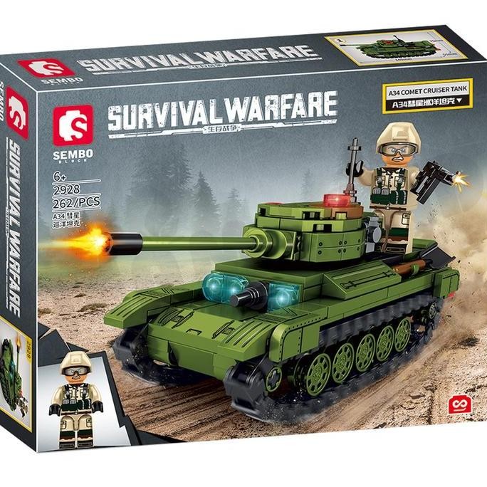 Sembo Block Survival Warfare Main Battle Tank T34 Sherman Brick