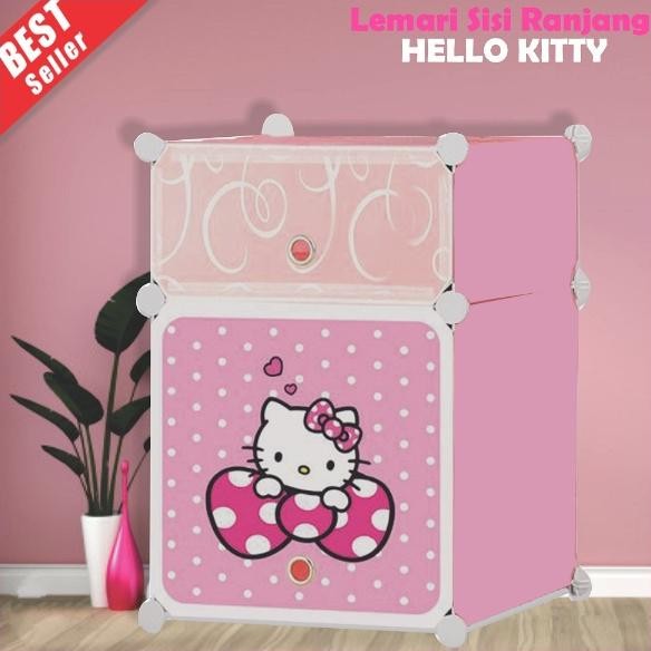 MILIKI SEGERA Lemari Sisi Ranjang karakter Portable Mini 2 Susun Rak Serbaguna Nakas Plastik 2 Susun