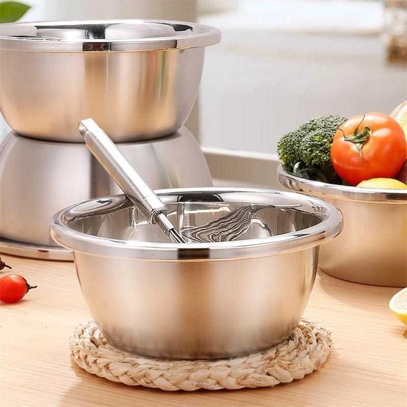 Baskom Stainless Tebal Anti Karat Ukuran 18, 20, 22, 24, 26, 28 / Mangkok Kobokan Loyang Besi Serbag