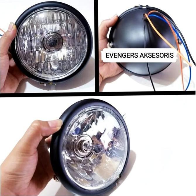 Promo HEADLAMP LAMPU DEPAN REFLEKTOR CB/CB 100 PESEK H4/REFEKTOR LAMPU DEPAN BULAT UNIVERSAL MOTOR C