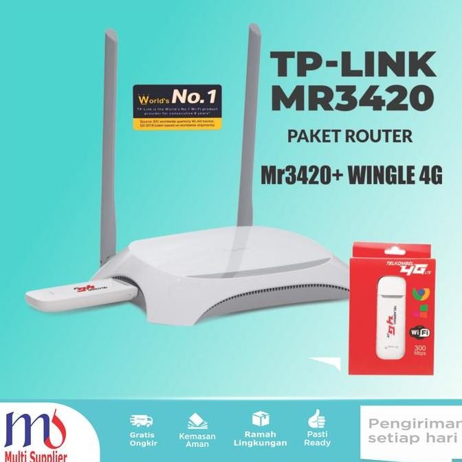 READY Paket Hotspot TP Link TL MR3420 Dan Modem 4G Telkomsel LTE USB Modem