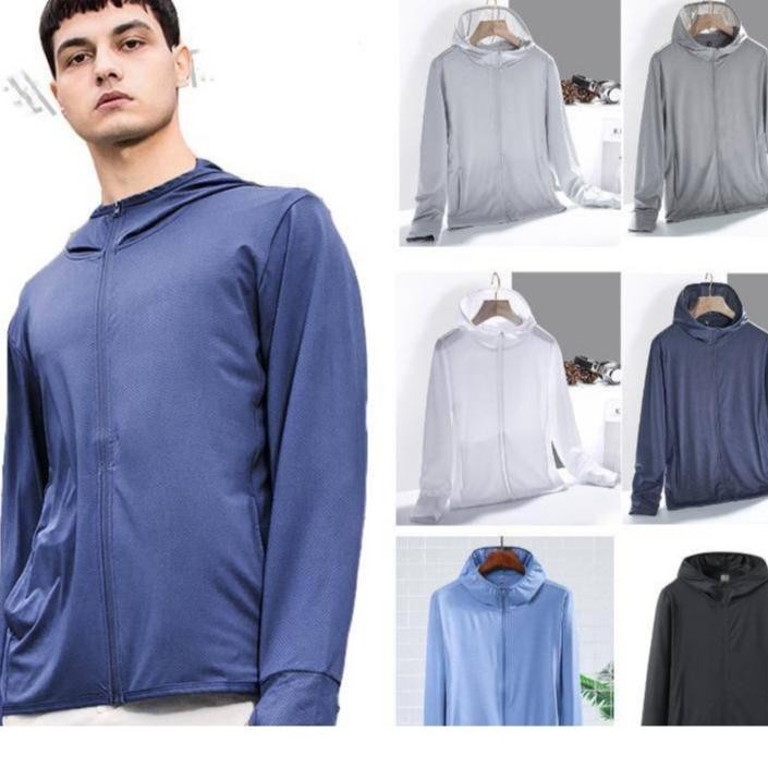 Hesclothes - Jaket Mesh Hoodie Uv Protection, Jaket Olahraga Running Gym Sepeda Jps Men