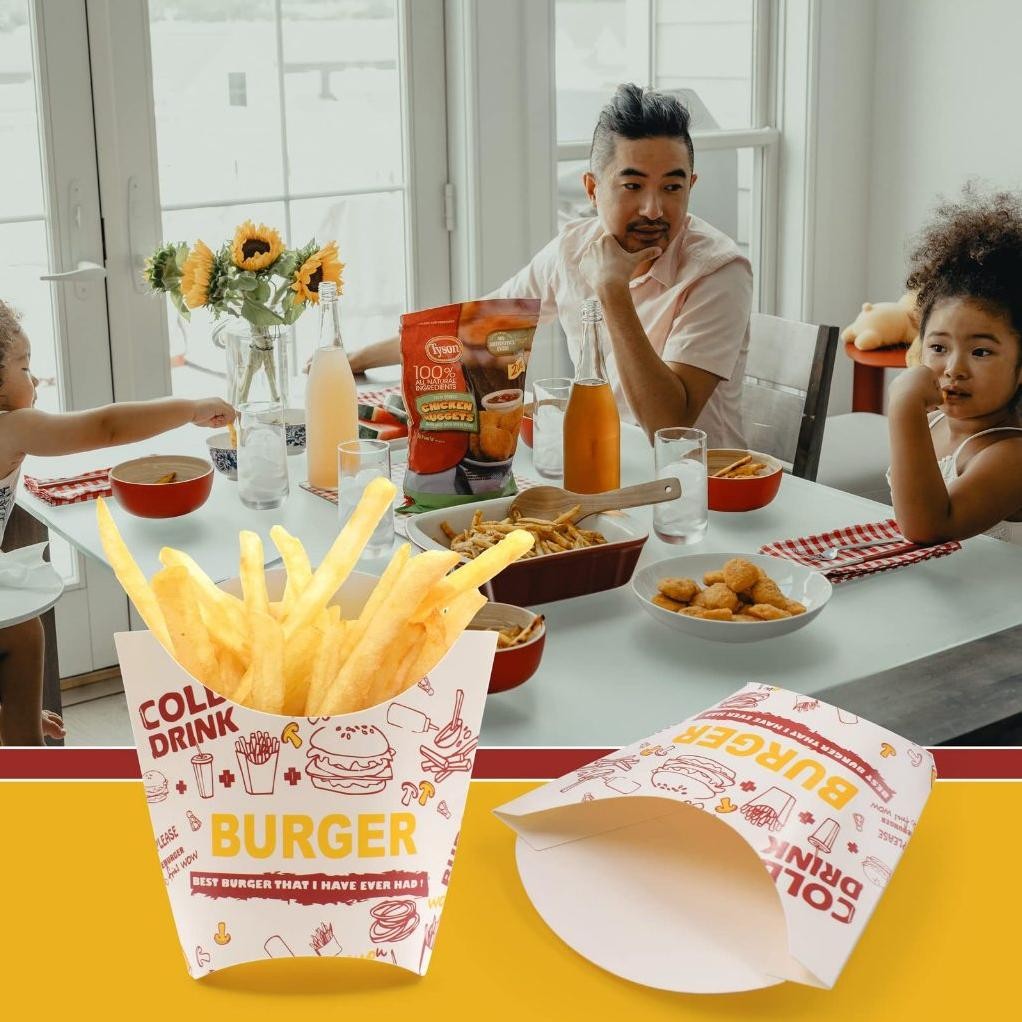 Premium 50Pcs Dus Kentang French Fries Kertas Box Kentang Goreng French Fries Tahan Minyak High Qual