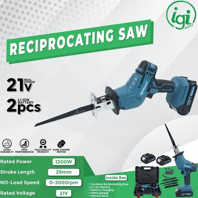MESIN RECIPROCASTING SAW CORDLESS GERGAJI PEMOTONG KAYU BESI BATERAI