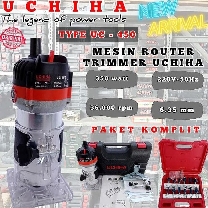 Mesin Profil Router Trimmer Kayu ukir 6mm uchiha trimer + mata set kop