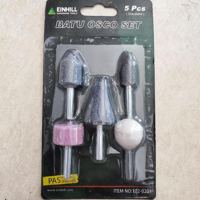 ```````] Mata Batu Bor Tuner Grinder Gerinda Asah Poles Mounted Stone Set 5 pcs Einhill 6mm