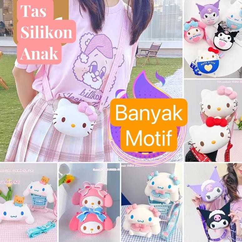 Tas kecil anak silikon / Tas koin silikon / Tas Hello Kitty Bunny Melody Anak
