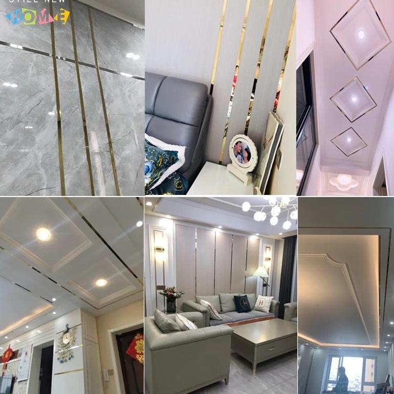 3/5M List Plat Strip Mirror Gold 10K Bahan Stainless Steel List Wallpaper Dinding List Gold Wall Mol
