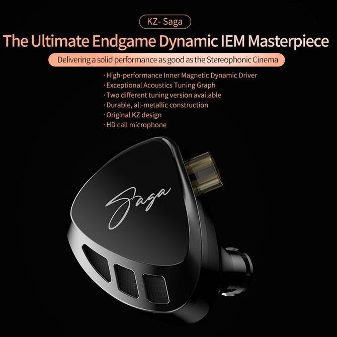 sale kz saga single dd in ear earphone metal with mic
