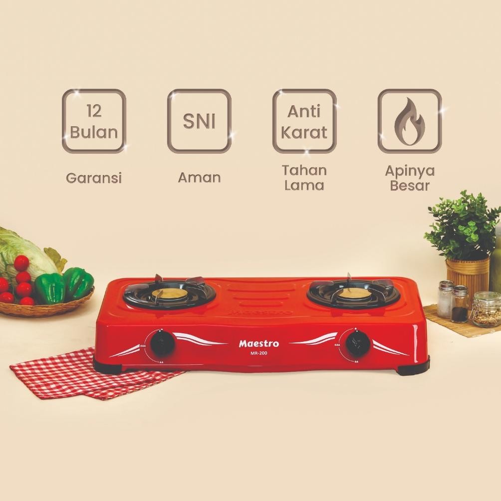 TERMURAH Kompor Gas 2 Tungku MAESTRO MR200, Kompor Gas Maestro Kompor Maestro Kompor 2 Tungku Perala