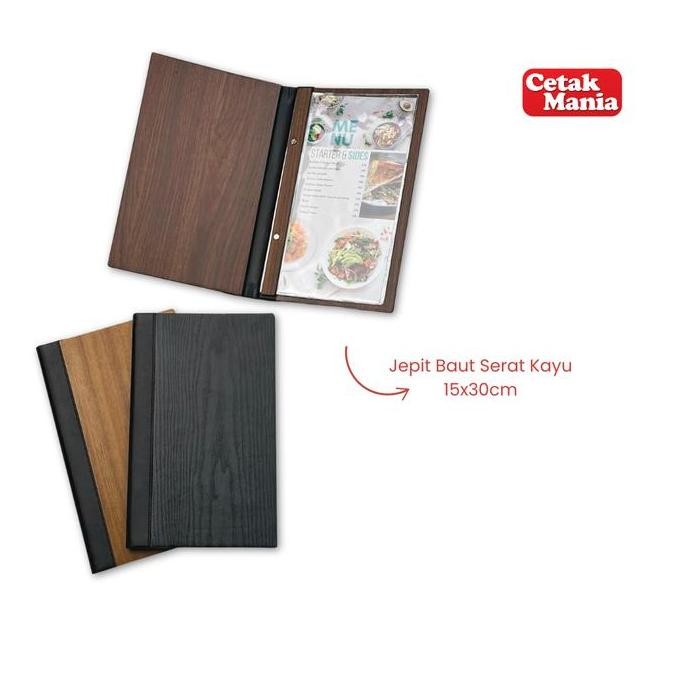 

Cetak Mania - Buku Menu Kayu Vinyl Jepit Baut Isi Plastik Mika A4 Dan 15X30 Coklat Muda, Coklat Tua, Hitam - Cafe, Coffee Shop, Restoran, Hotel Termurah
