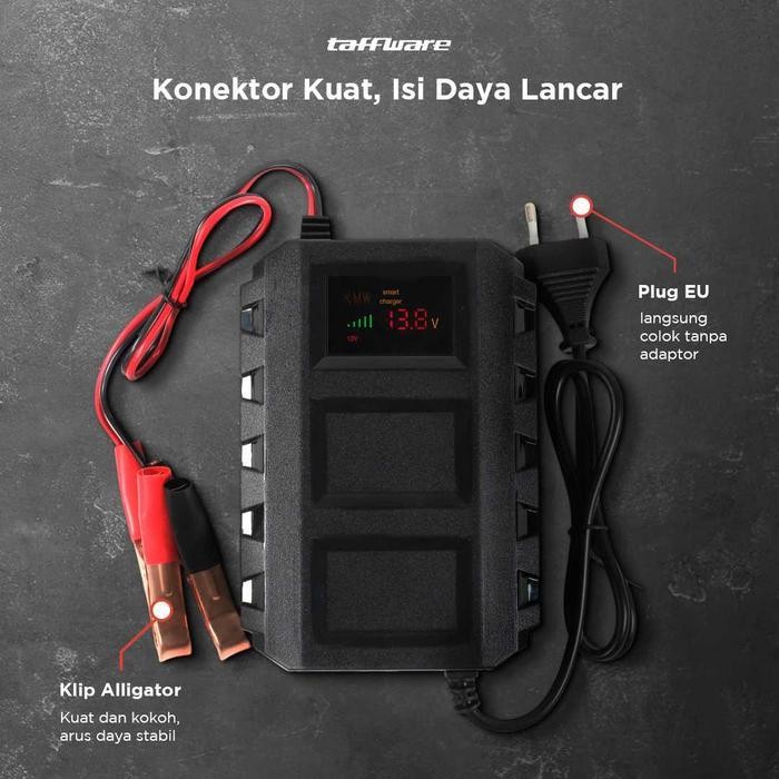 Taffware Sikeo Charger Aki Mobil Lead Acid Dry Smart Charger 12V6A Original Dan Terpercaya