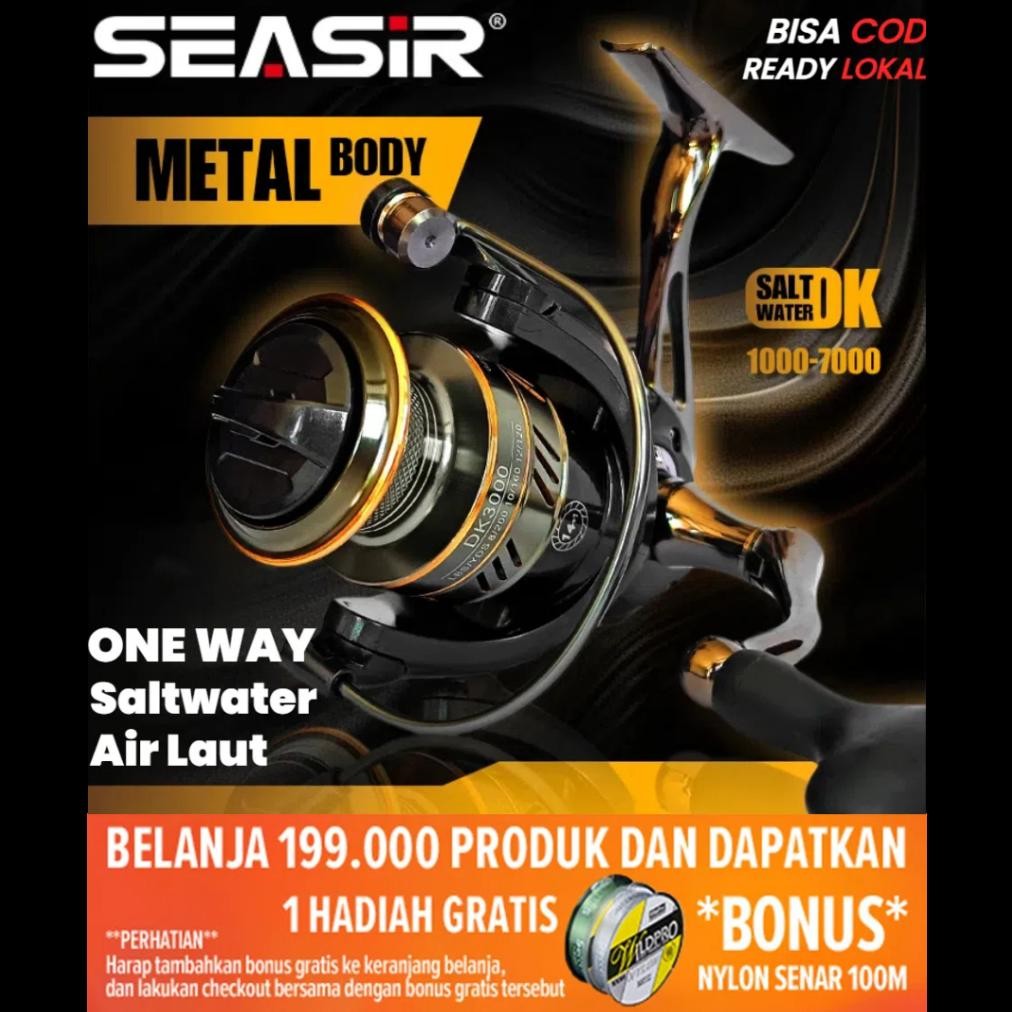 TERMURAH [OFFICIAL] SEASIR DK 1000-7000 Reel Pancing One Way Gulungan Pancing, 14 + 1BB 5.2:1 Rasio 