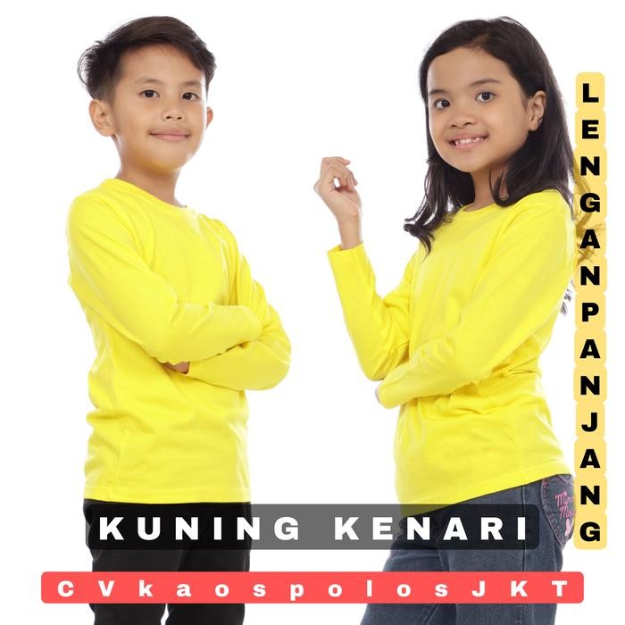 Kidcute- Kaos Polos Anak Lengan Panjang Kuning Kenari