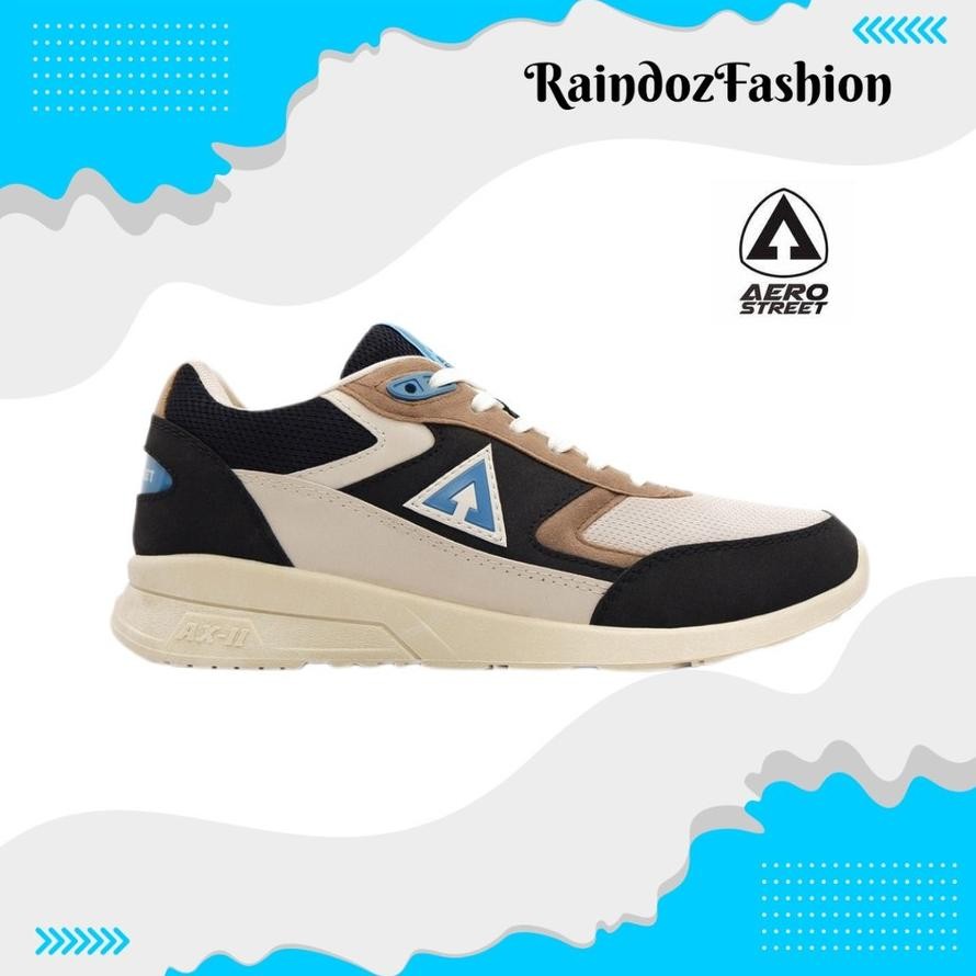 Sepatu Sneakers Sport / Aerostreet 37-44 Osaka Krem Biru Hitam