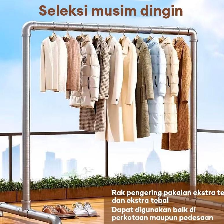NI06 An85 Jemuran Baju Besi Stainless 200CM Jemuran Baju Outdoor Jemuran Gantungan Baju Besi Panjang