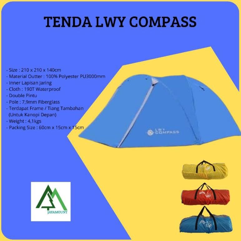 Tenda LWY Compass kapasitas 4 Orang | Tenda Camping LWY Compass Kapasitas 4 | Tenda LWY COMPASS Untu