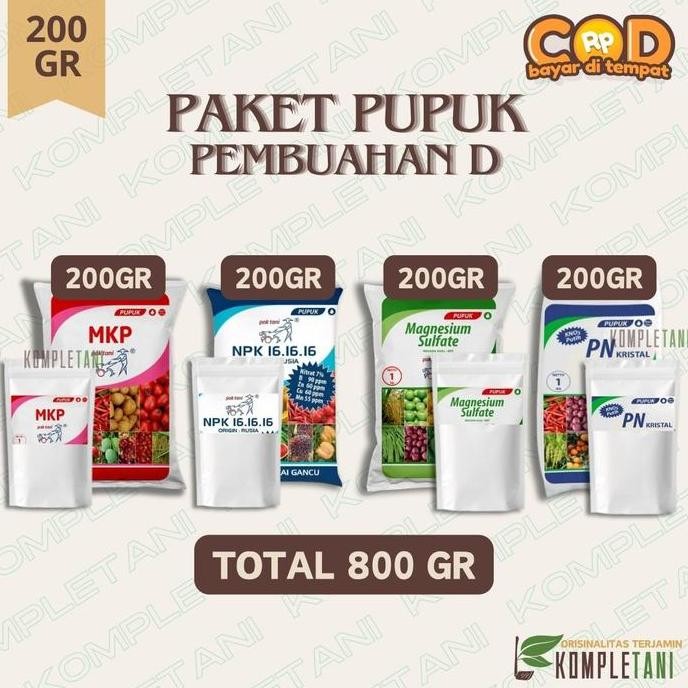 

Terlaris Paket Pupuk Pembuahan D (200 Gr) - Mkp + Kno3 Putih Kristal + Npk 16.16.16 Biru + Magnesium Sulfate