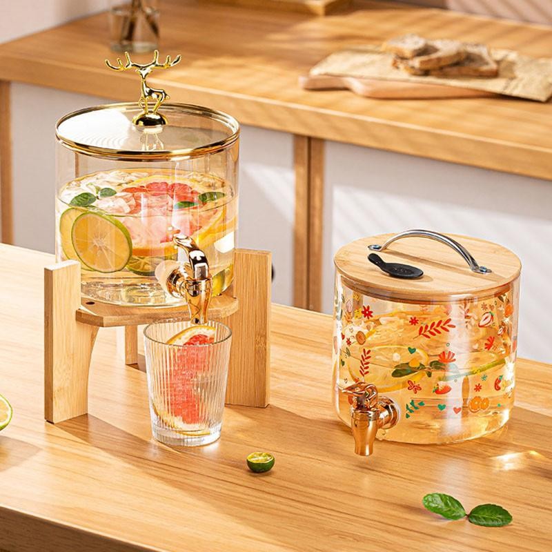 SutangDispenser Air Kaca / Ketel Air Kaca Dengan Tatakan Kayu / Glass Dispenser Estetik / Tempat Min