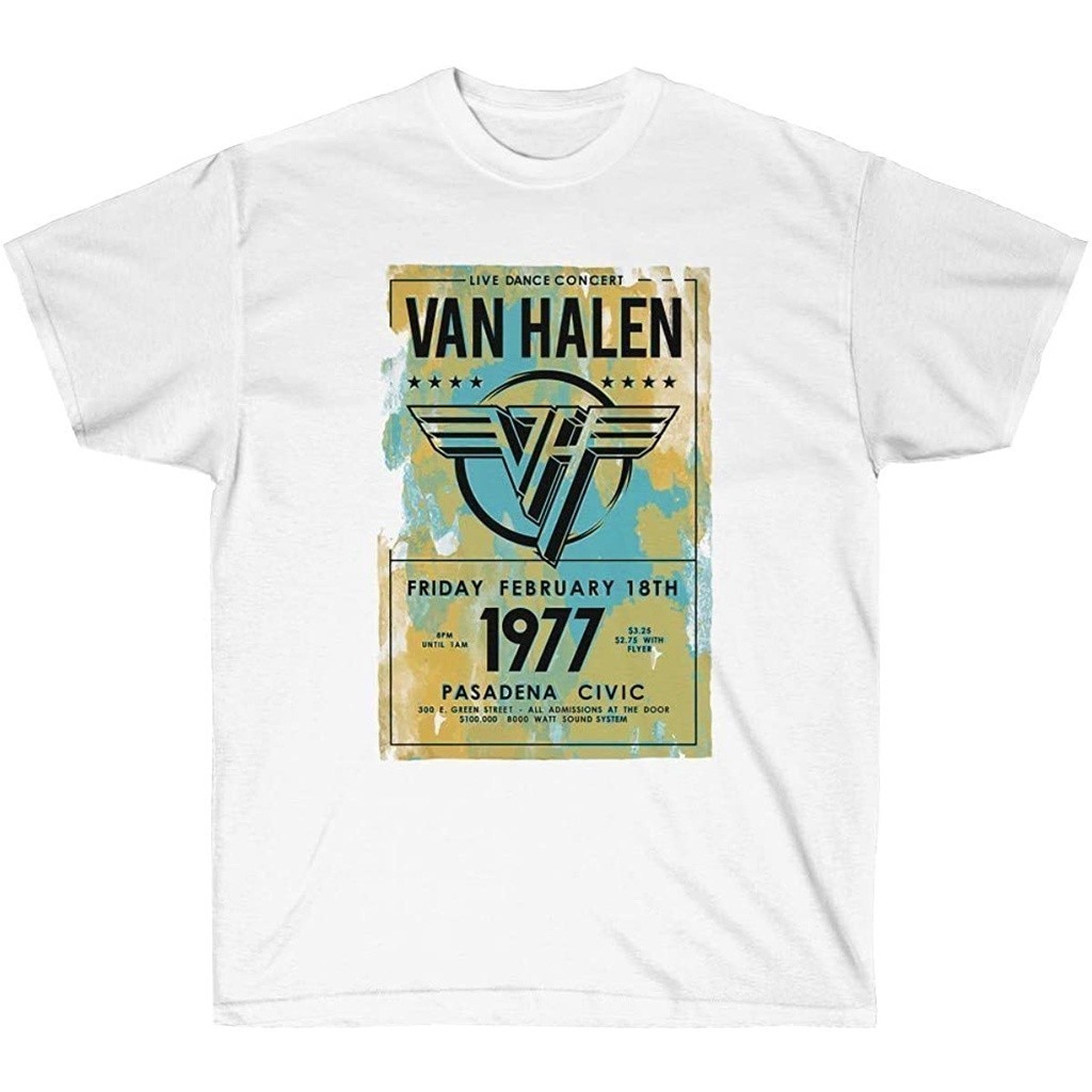 Baju Kaos Van Halen Tour Pasadena 1977 Official unisex Unisex T-Shirt Premium Cotton Combed 24s Orig