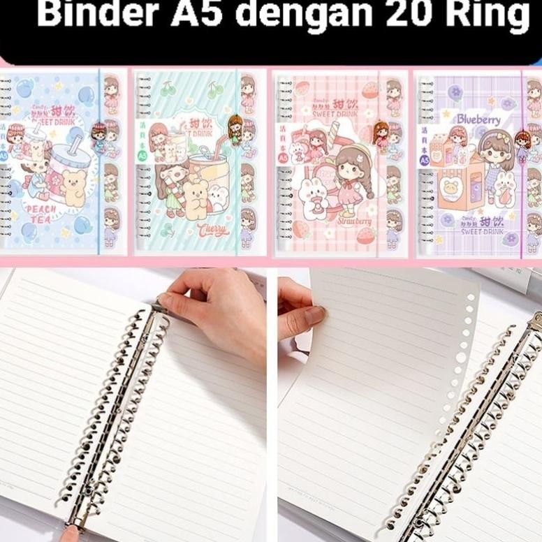 

Ready Set Binder A5 20 Ring Lengkap Divider Kertas Motif Powder Sugar