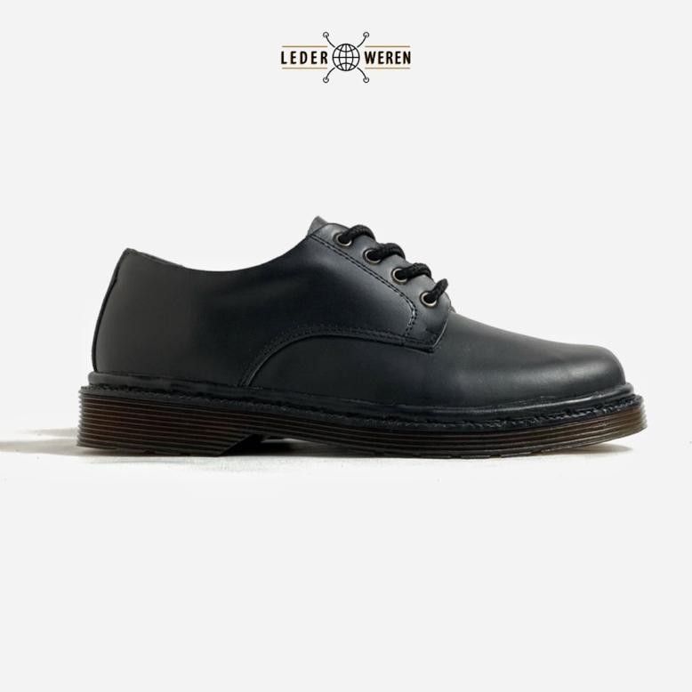 Lederweren Leder Derby 2 Black Sepatu Derby Kulit Formal Pria Sepatu Tali Pria