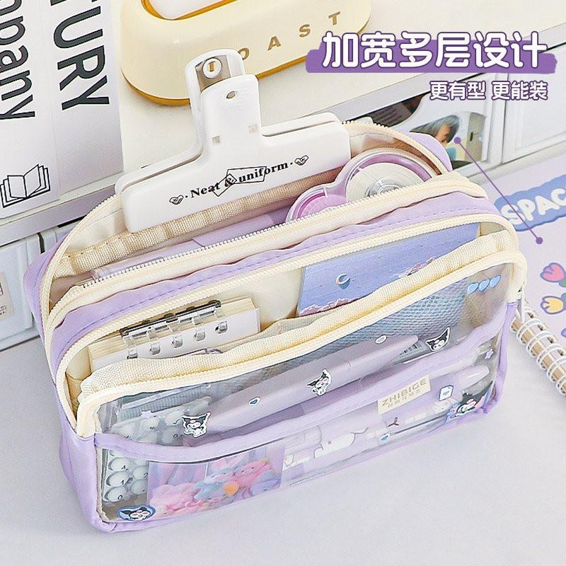 

SutangKotak Pensil Transparan Aesthetic Pencil Case Large Tempat Pensil Pen Pouch Lucu Stationery Organizer