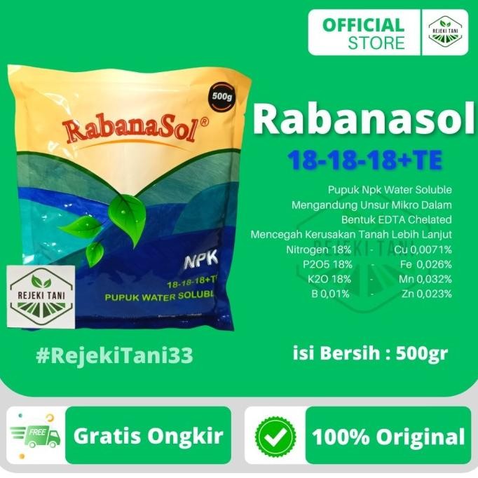 

Terlaris Pupuk Npk Rabanasol 18-18-18+Te Biru Water Soluble 500 Gram
