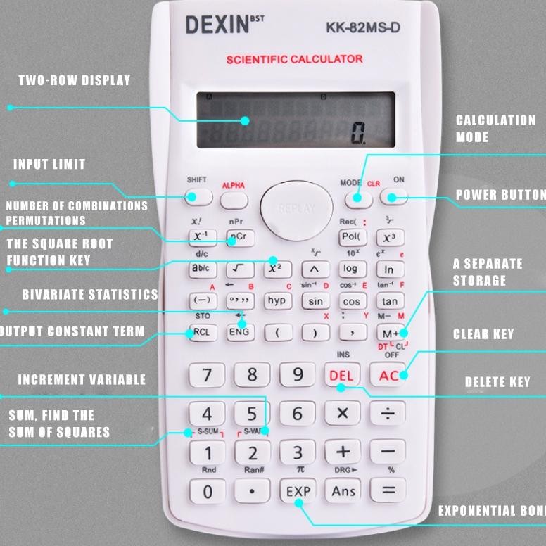 

Ready Kalkulator Ilmiah Sekolah Scientific 82Ms Colour 240 Calculator Ujian Sin Cos Tan Function 4 Warna