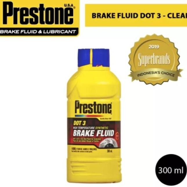 ready Minyak Rem Brake Fluid DOT3 PRESTONE Synthetic 300mL Merah Bening