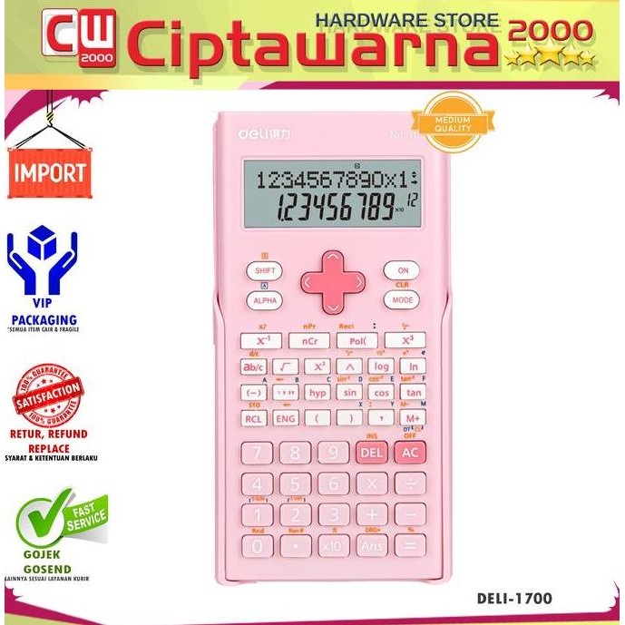 

siap kirim] Kalkulator/Calculator Ilmiah 12 Digit 240 Fungsi,Merah muda- WOOK