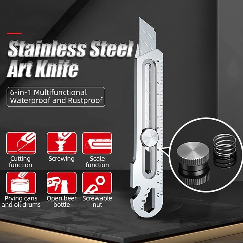 

NEW!!! NEW!!! 6 In 1 Multifungsi Cutter Pisau 18mm Cutter Besi Stainless Besar 10pc Pisau Set Cutter Pisau Pemotong Kertas