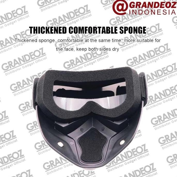 HJK TaffSPORT Kacamata Goggles + Masker Mask Helm Motor Putih Goggle Sport Ski Topeng Masker Sky Bog