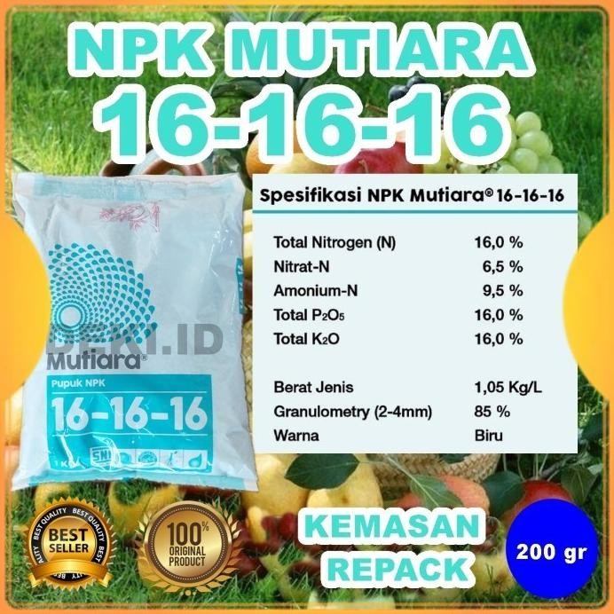 

Terlaris Pupuk Npk Mutiara 16 16 16 Meroke 200 Gr Repack Pertumbuhan Tanaman