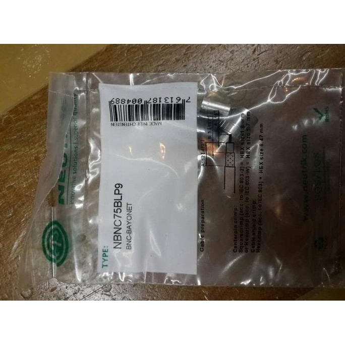 Jack NEUTRIK BNC RG 59 NBNC75BLP9