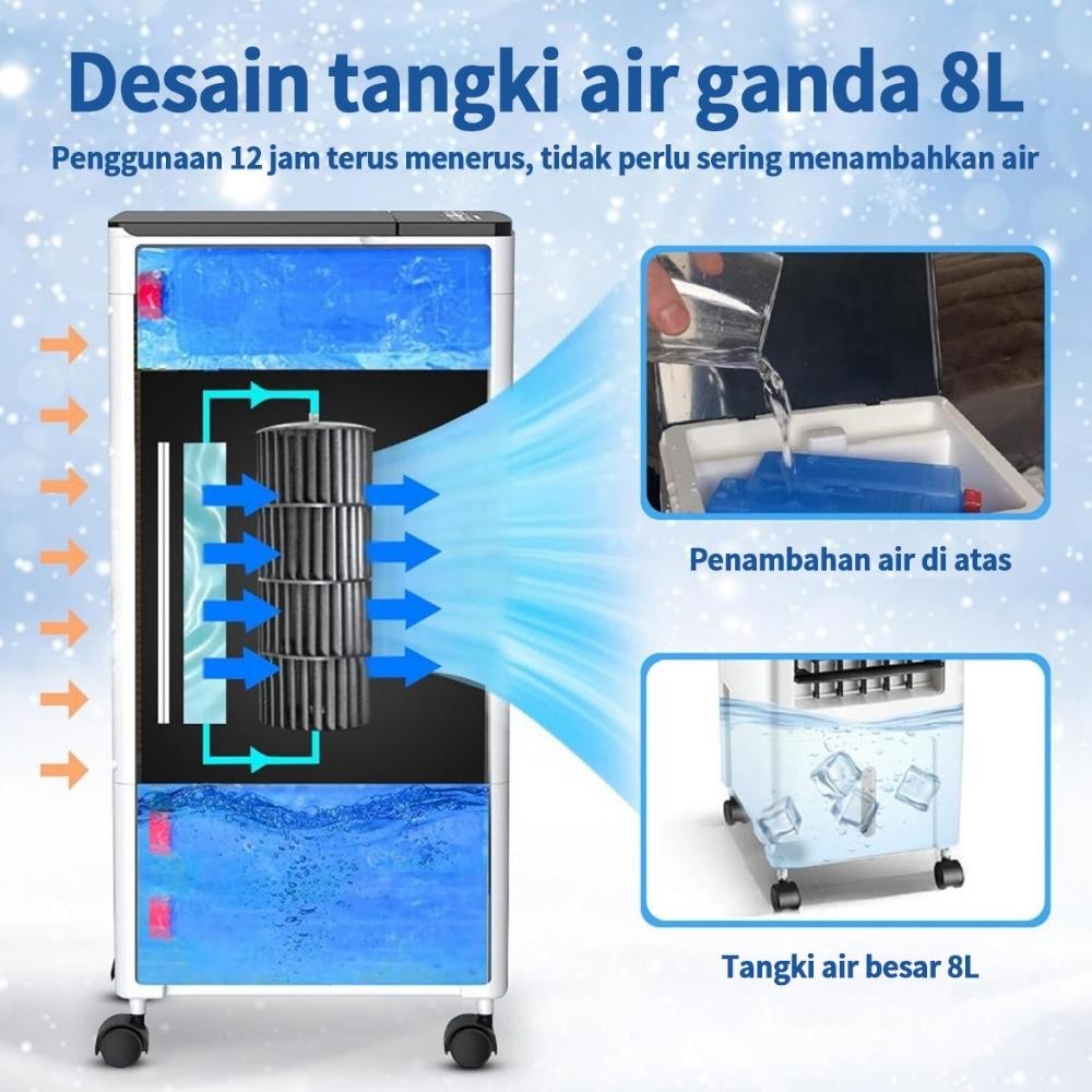 HJK Air Cooler 10.5 L AC Putih Kipas Angin Berdiri Air Cooler Portable