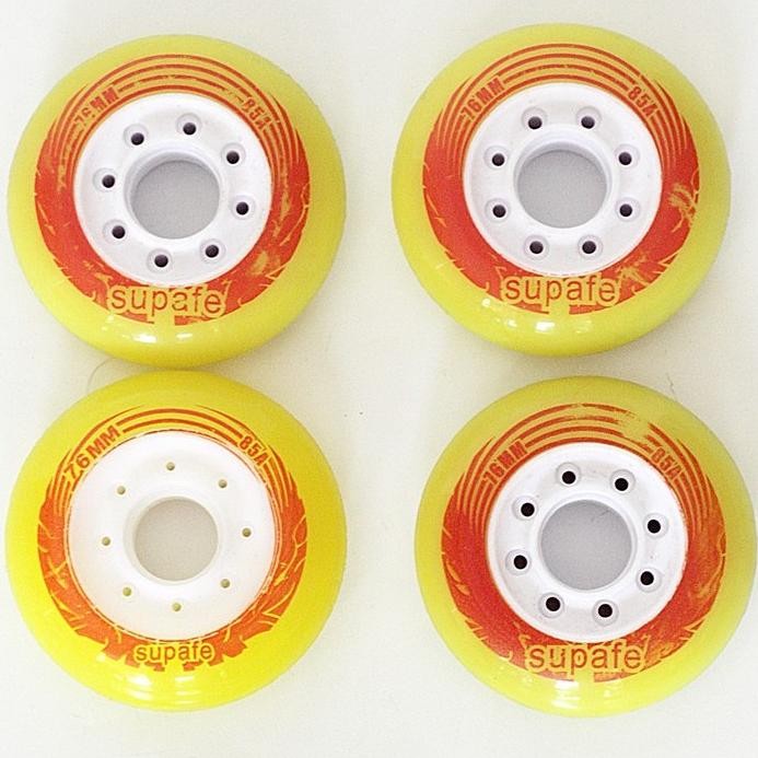 Roda Sepatu Roda Inlineskate Merk Supafe Yellow 76mm isi 4 biji AST