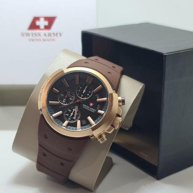 Murah Jam Tangan Pria Swiss Army Chrono Watches Karet