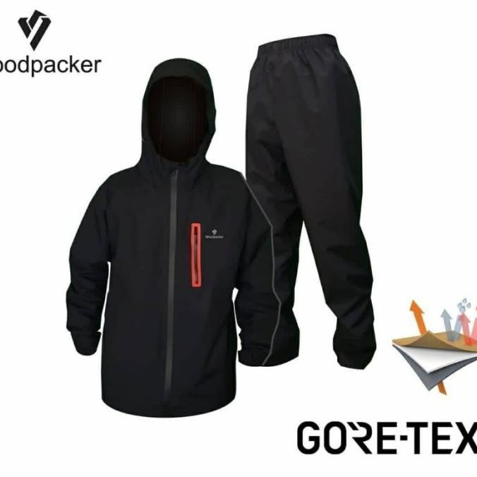 '' Jas Hujan Raincoat Woodpacker Goretex Seam Seal 3 Layer Original - *
